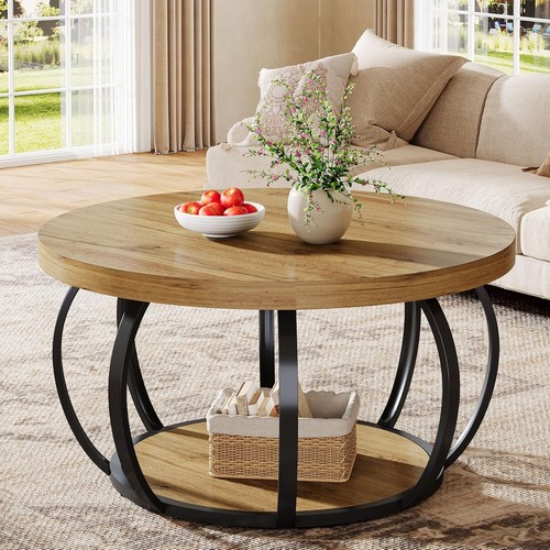 Round coffee table - coffee,