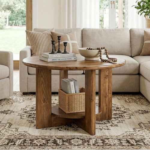 Round coffee table solid - coffee,