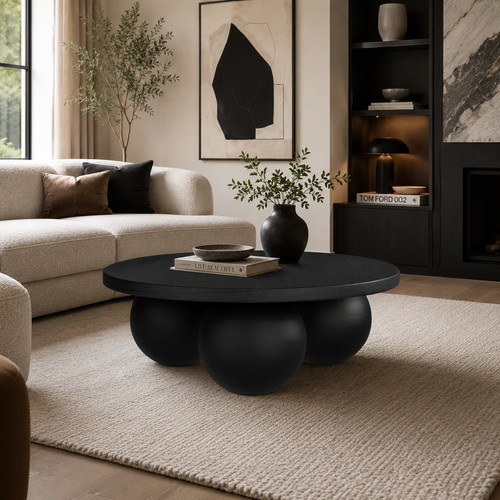Kenji coffee table black round - kenji,