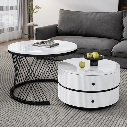 Round nesting coffee table - coffee, set