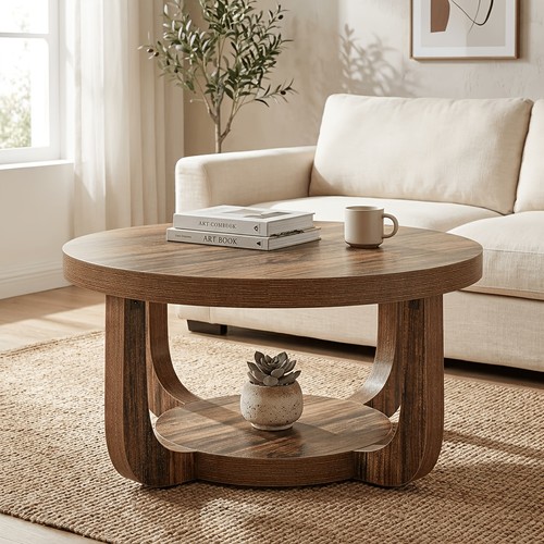 Round coffee table tier - round, 2-tier