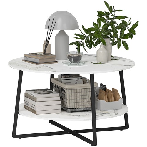 Homcom round coffee table - homcom, with